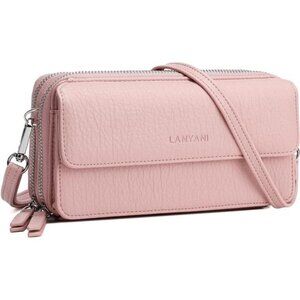 RFID Crossbody Wallet Wristlet Purse with Phone Pocket For Women Vegan Leather